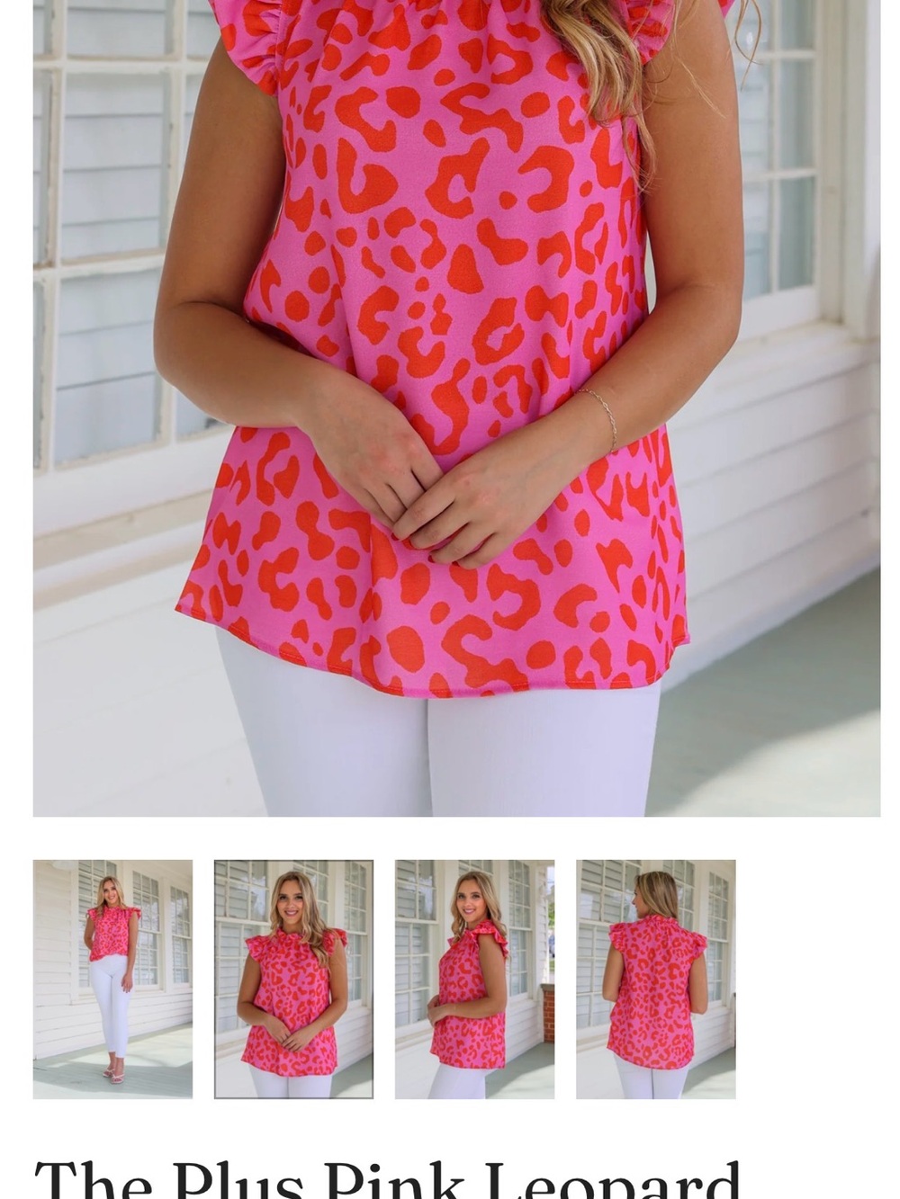 Pink Leopard Print Flutter Sleeve Top